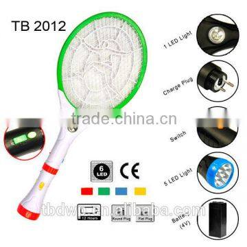 Mosquito racket manufactory rechargeable mosquito swatter with torch TB2012