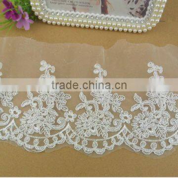 High Quality the Factory Sale 15cm Width Wedding Veil Tulle Cord Lace Trims Wholesale photo-2