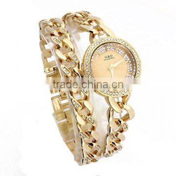 Women's Gold-Tone Stainless Steel Band Rhinestone Luury Fashion Quartz Analog Wrist Watches