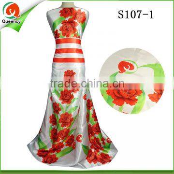 factory wholesale floral printed satin fabric raw silk indian satin for dress