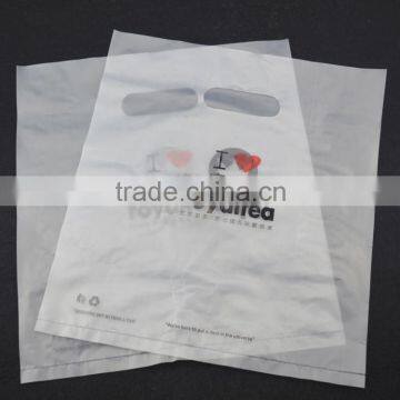 shenzhen factory transparent custom printing HDPE die cut bag for grocery packing