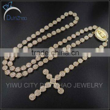 hot sale 16k gold bling bling mens hip hop rosary necklace                        
                                                Quality Choice