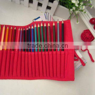 triangle color pencils in red cloth bag, senior grade color pencil/