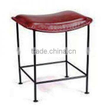 JODHPUR MADE INDUSTRIAL METAL BASE LEATHER STOOL , LEATHER INDUSTRIAL COUNTER STOOL