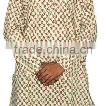 Jaipuri Sanganeri Block Printed Gents Long Kurta from Rajasthan