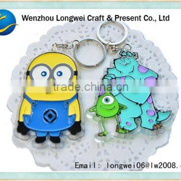 cartoon plastic keychain maker/silicon keychain/keychain wholesale