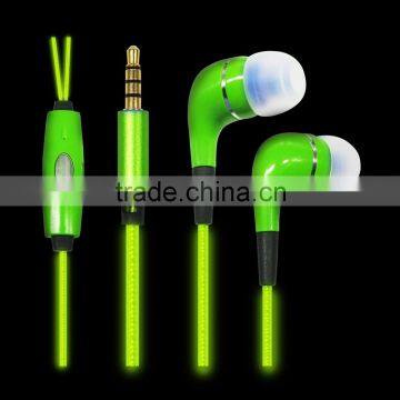 El glowing cable earphone for smart earphone shenzhen factory