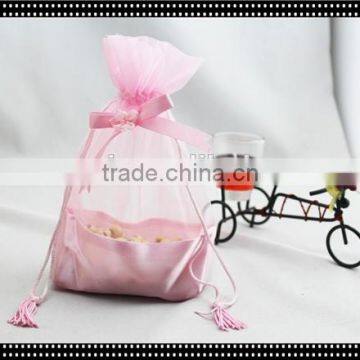 personalize high quality man made drawstring organza pouch bag