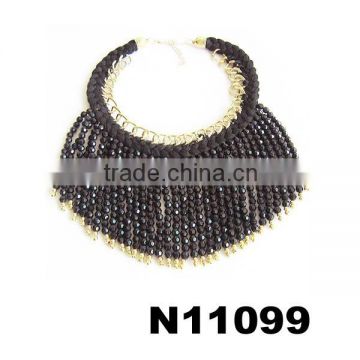 fashion beads tassels braided bib necklace