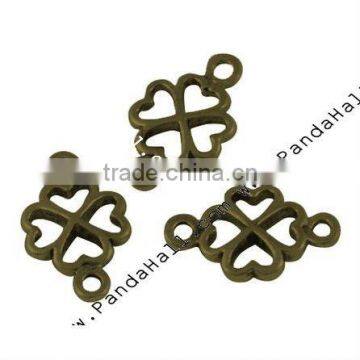 Antique Bronze Brass Clover Connectors(KK-P4893-AB)