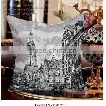 retro building design European stlye jacquare cushion cover car decorative pillow