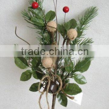 wholesale high quality artificial holly leaf and diy foam red berry pick 21.5" branches pick decoration in christmas