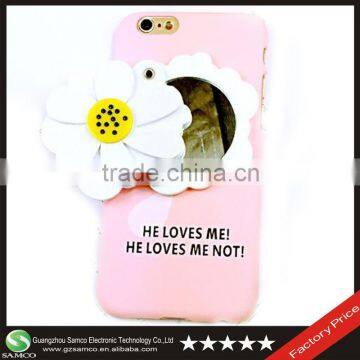 Samco 3D Hard PC Back Cover Phone Case for iPhone 6 6S with Lovely Daisy Flower Makeup Mirror