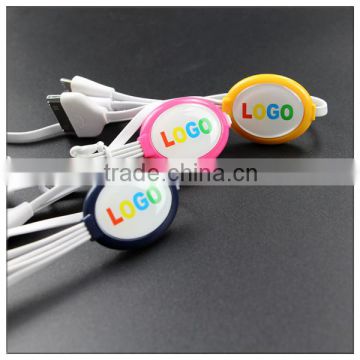 Shenzhen supplier high quality colorful OEM logo 4in1 USB cable with smile face logo on the surface