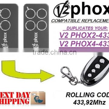 V2 remote,V2 garage door remote ,PHOX2-433,PHOX4-433 Rolling code