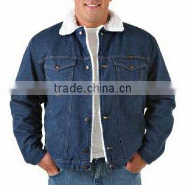 2015 Men Western Sherpa Lined Denim Jacket