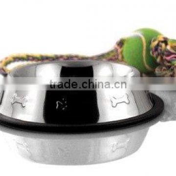 Stainless Steel Side Embossed Anti Skid Dog Bowl (Regular)