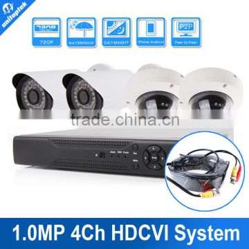 720P 2Pcs Bullet +2Pcs Dome HDCVI Camera Kit 4CH 720P CVR HDCVI Camera System