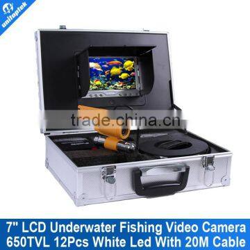 20m Cable Underwater Fish Camera With 7 Inch LCD Underwater fishing Camera HD 12Pcs White Leds Fish Finder Camera