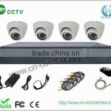 h.264 cctv diy kit + 4pcs dome camea + 4 rolls cable+ power supply and accessories (GRT-D3604EK3-4CT)