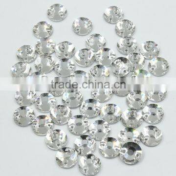 Crystal Color with double Holes Round stones Sew On Crystal Rhinestone FlatBack Beads sewing rhinestones