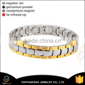 Hotsale fashion gold silver link energy germanium bracelet magnetic stainless steel bracelets