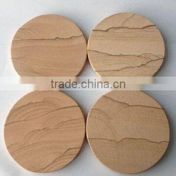 Flat Sand Stone Coaster with Cork Back Decoration Round