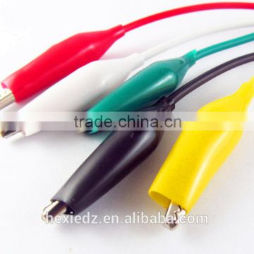 Double Alligator Clip cable Jumper Test Leads 5 Colors Lot