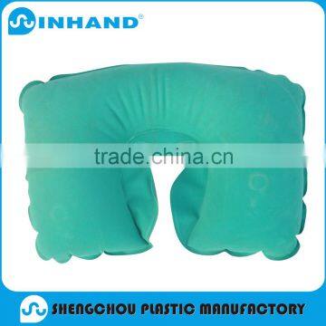 promotional green pvc inflatable flocked inflatable U-shape pillow