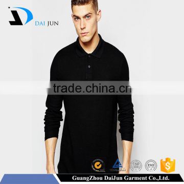 Daijun oem China factory men longsleeve plain black 100 cotton polo shirt