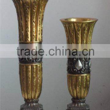 antique style poly flower vase with delicated carving pattern for hotel guest room decor