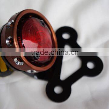 MOTORCYC ROUND "STOP" LED TAIL LIGHT & BRACKET 12v VINTAGE LUCAS STYLE for HARLEY BOBBER CAFE