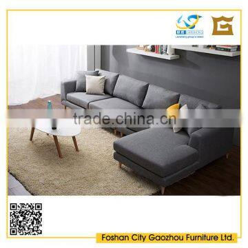 contemporary ergonomic L-shaped modular sofa wooden legs fabric sofa in living room