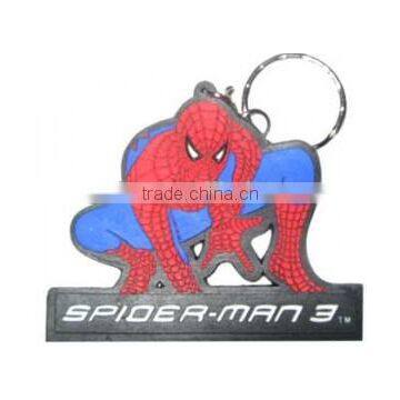 spiderman shape PVC key chain/rubber keychain for kids