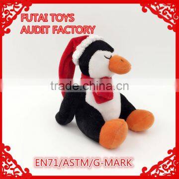 EN71 TEST plush toys Christmas penguins with red hat