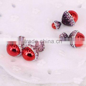 Charm Resin Druzy Stud Earrings, Crystal Rhinestone Paved Ball Shape Gem Earrings photo-2