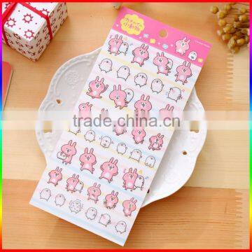 pink bunny PVC cartoon stickers with clear background