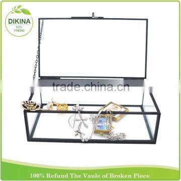 Contemporary Clear Stained Brass Silver Glass Keepsake - Peace Sign Display Container Case - Retro Glass Chinese Tea Gift Box photo-5