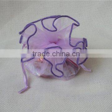 wholesale cheap personalized round gift bag made from organza material