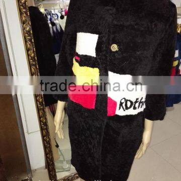 Europe style women's winter real lamb sheep fur coat made in China