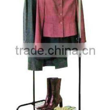 STEEL TUBE GARMENT RACK W SHOE RACK