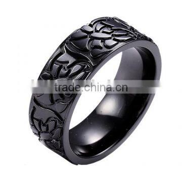 Engravable Tree of Life CZ Black Titanium Ring Black Zirconium Wedding Band photo-2