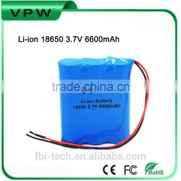 UN38.3 Approved Rechargeable 3.7V 6600mah Li-ion battery pack