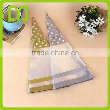 Clear fancy design triangle shape opp cone bag