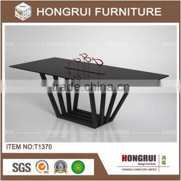 Hot selling 12mm Tempered Top Glass Powder Coated Metal Leg Table Chair,dining table set with chairs