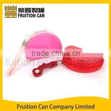 Mini Small Half Round Tin Candy Gift Can with Zipper