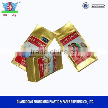 coffee tin with degassing valve good printing side gusset coffee bag with value 250g/ 500g /1kg side gusset coffee bag