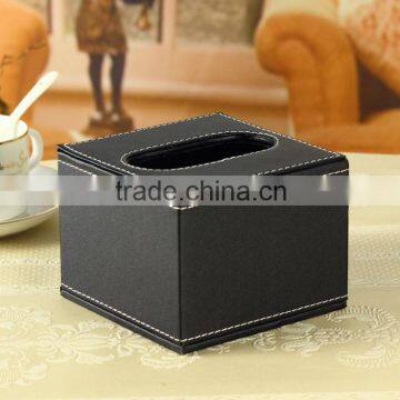 Wholesale Tissue Boxes, Luxury Leather Tissue Box, Black Storage Box
