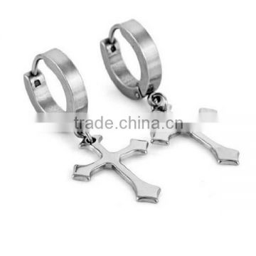 High Quality 304/316l Stainless steel cross hoop earring