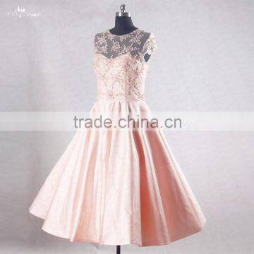 RSE734 Peach Beaded Sequin Crystal Embellishments For Short Prom Dresses